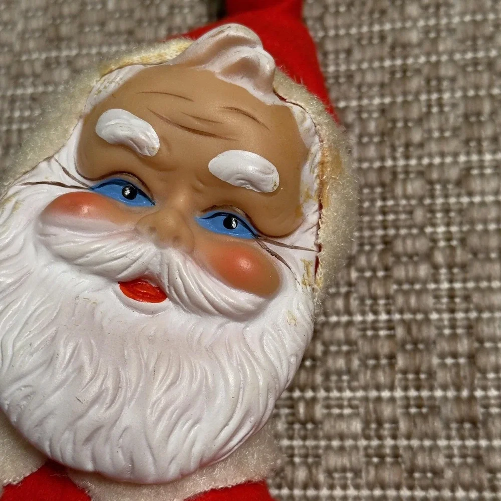 Vintage 13 inch Rubber Face Santa Claus Stuffed Body